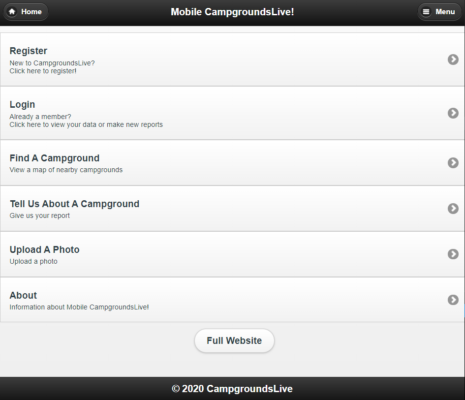 mobile campgrounds live screen snip image