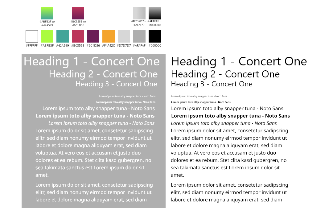 Maynooth Furniture fonts and colors screen snip image